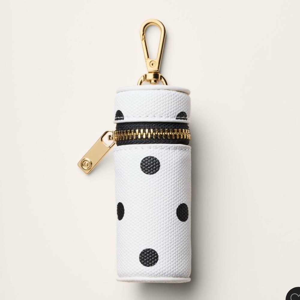 Kate Spade x Target Limited Edition B&W  Polka Dot Lipstick Bag Charm Keychain